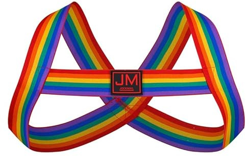 JOCKMAIL Mens Chest Harness Strong Nylon Body Chest Elastic Shoulder Strap Sexy Underwear for Men Stage Costume Clubwear (Rainbow1, One Size)