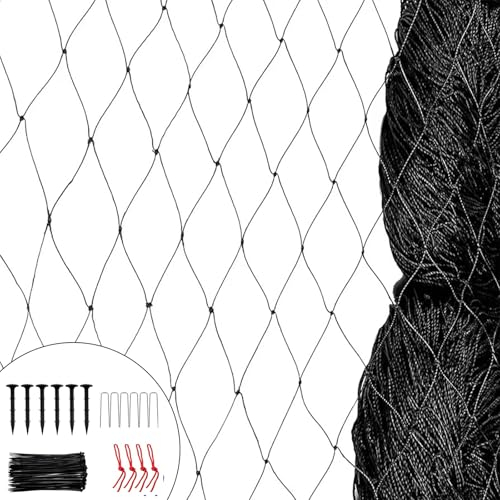 Chingcoo Rete Anti Uccelli, 7.5M x 15 M, Rete stretto Spaziatura 6 cm, per giardino, balcone, alberi da frutta o stagno, rete protezione gatti balcone (7.5M*15M)