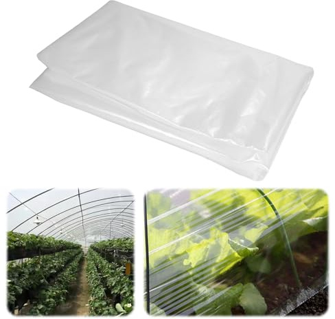 2 x 10M Riutilizzabile Telo Trasparente,Antigelo Copertura per Serra,Resistenza Allo Strappo Telo Pellicola per Serra,Telo Plastica Trasparente Protezione UV,per Giardini Piante Orti Piscine Tetti