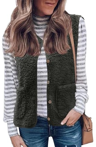 CheChury Chaleco Mujer Lana Polar Termico Chaleco Invierno Casual Chalecos Exteriores Cardigan Otoño Chaqueta sin Mangas con Bolsillos Clásico Chaleco en Suave Forro Polar Chaleco sin Mangas Chaqueta