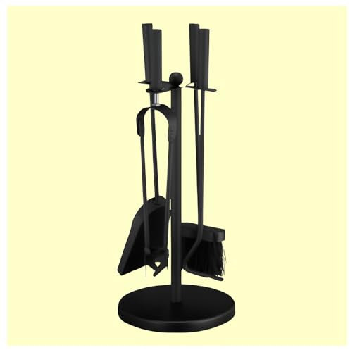 SterlingEdge 5 Piece Paris Fireplace Companion Set Cast Iron Fireside Tools with Shovel, Tong, Brush & Poker Indoor Outdoor Fireplace Wood Burning Accessories Kit