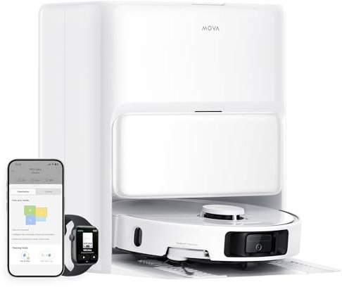 Mova P50 Ultra Saugroboter mit flexiblem Wischmopp, 19.000 Pa Saugkraft, Ecken- und Kantenreinigung, automatische Reinigung von Wischmopp und Waschbrett bei 75 ℃, automatische Leerung & Nachfüllung
