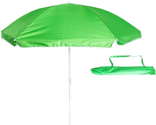 Genérico Sombrilla de playa con inclinación ajustable parasol antiviento resistente para patio exteriores terraza jardín (Verde, 200cm)