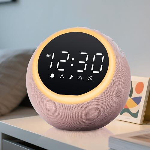 Mee 2ou Smart Digital Alarm Clock with White Noise, 25 Sounds, Night Light, Snooze, Sleep Timer, Adjustable Volume & Brightness – Mains Powered Bedside Alarm Clock for Kids, Girls, Adults, Bedroom Use