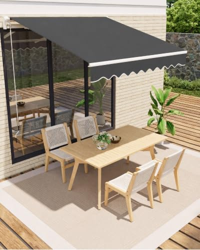 GarveeHome Store à Bras articulé 400 x 250 cm, UV50+ et imperméable, avec manivelle et Support Mural, Longueur + Angle réglable, Store pour terrasse et Balcon, Protection Solaire, Store de Balcon