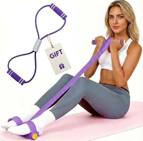Fascia di Resistenza a Pedale,4/6/8 Tube Pedal Ankle Puller, Ab Training Auxiliary Device with Bands,Allenatore addominale per Addome/Vita/Brase/Stretching Allenamento Dimagrante (Viola, 8 tubi)