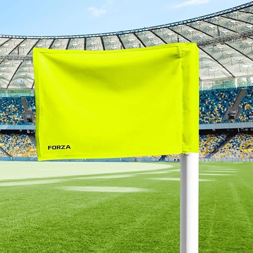 FORZA Lot de 4 drapeaux d'angle de football professionnels | Drapeau d'angle de match de contrôle des spécifications de l'UEFA | Mâts en PVC à ressort – 8 options de couleur de drapeau – 30 mm ou 50
