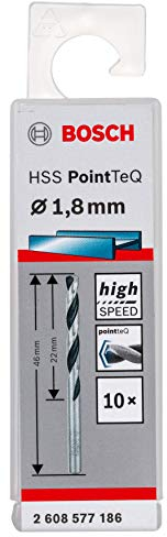Bosch Professional 10-Piece PointTeQ HSS Twist Drill Bit (for Metal, 1.8 x 22 x 46 mm, Drill Driver Accessories)