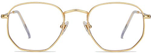 SOJOS Occhiali Blocca la Luce Blu Donna Poligono Vintage Montatura da occhiali in Metallo SJ5036 con Oro Telaio/Lente anti-blu