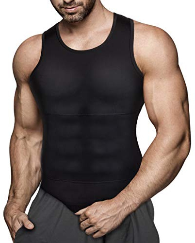 Gotoly Gaine Amincissante Ventre Plat Débardeur de Compression Homme Maillot de Corps Minceur Body Gainant Invisible T Shirt sans Couture