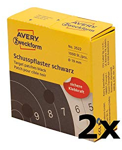 AVERY Zweckform 3522 Schusspflaster (Ø 19 mm, vorgedruckt) schwarz (2 Packungen)