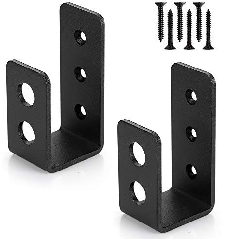 2x4 Door Barricade Brackets (2 pcs) | Drop Open Bar Holder Steel U Bracket for 2 by 4 Lumber as Security Door Reinforcement, Door Jammer, Tool Hanger for Your Home, Barn, Shed, Garage, Gate