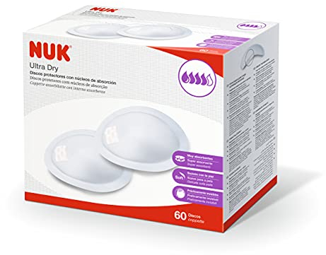 NUK Ultra Dry Einweg-Brustpolster, Einweg-Pads, zum Stillen von Muttern, 60 Stück, transparent