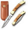 SENBON Folding Lock Back Knife 4in 440a Scharfes Outdoormesser Olivenholz Kupfergriff mit Lederscheide