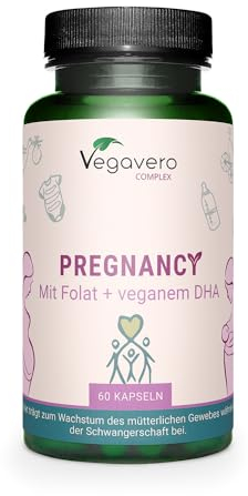 Pregnancy | 17 Nährstoffe mit DHA & Quatrefolic Folsäure | Vegan | Schwangerschaft, Stillzeit & Kinderwunsch | Ohne Zusätze & Laborgeprüft | Deutsche Produktion von Vegavero
