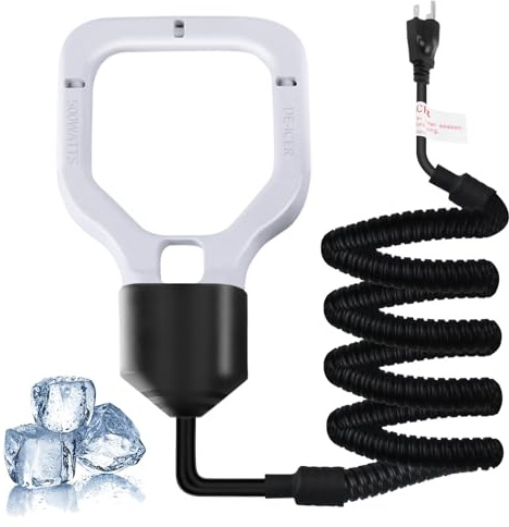 Magoog 500W Chicken Water Heater, 50Gal Chicken Water Deicer for Plastic Waterer, Liverstock Water Heater, Cast Aluminum Submersible De-icer, Bird Bath Heater with Built-in Thermostat Control