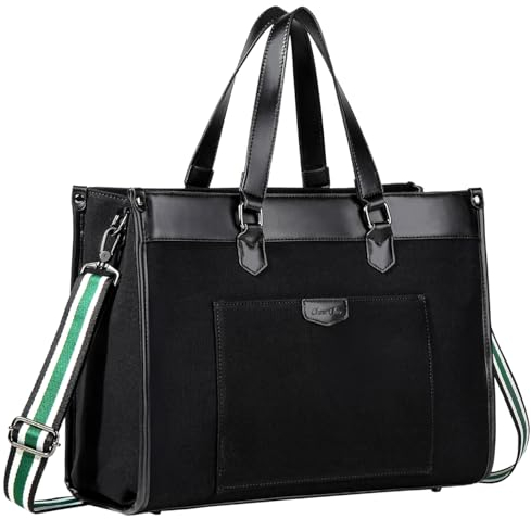 Chase Chic Bolso de Mano para Mujer,Bolso para Ordenador Portatil 15.6 Pulgadas Grandes Shopper Bolsa de Tela Bolsos Tote bag Bolsa de Hombro Resistente al agua Negro