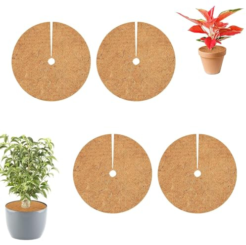 CaiYuanGJ 4 Stück 40cm Kokosmatte Winterschutz Pflanzen, Kokosmatten, Kokosfasermatte Winterschutz, Kokos-Mulchscheibe, Kokosscheibe für Pflanzen, für Pflanzen Kälteschutz Schutz vor Nässe und Frost