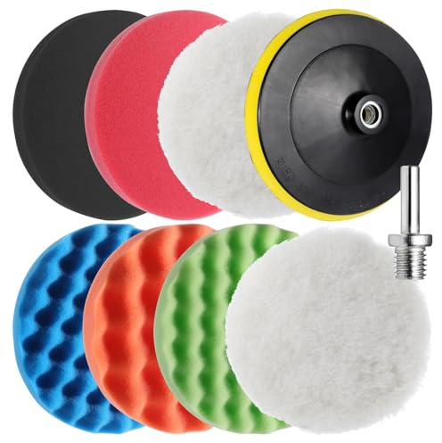 GEAREVER Lot de 9 éponges de polissage de 180 mm avec M14 pour le ponçage de voiture pour polisseuse électrique