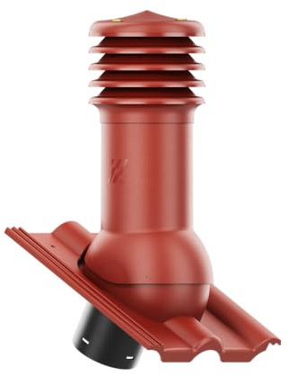 KRONO-PLAST Entlüfterkamin HIVENT 125 mm für Betondachziegel Brass Frankfurter, Benders Mecklenburger, ProDach - Doppelrömer Dachentlüftung Rot Bordeaux