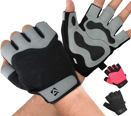 AQF Fitness Handschuhe Herren - Atmungsaktiv Trainingshandschuhe Damen Gepolsterter Handflächenschutz - rutschfest Gym Sporthandschuhe Für Bodybuilding, Kraftsport Klimmzüge, (Grau, XL)