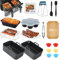 Komicea Heißluftfritteuse Zubehör, Airfryer Zubehör für Ninja AF400EU, AF300EU, Tower T17088 7.6L-9.5L, Dual Zone Ninja Air Fryer Accessories Silikonform, Grillrost, Backform, etc