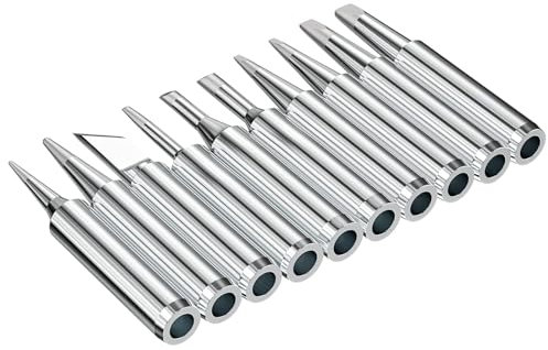 Dzxin Soldering Iron Tips, 10 Pcs 900M Soldering Iron Tips Lead Free Premium Soldering Tips, Compatible with HAKKO, Atten, Quick, Aoyue, Yihua, Vastar, and Major (Silver)