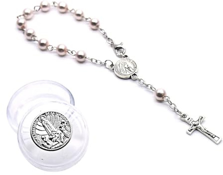 RALIYATX Bracelet chapelet catholique, chapelet religieux, chaîne de doigt, chapelet de perles pour bonbonnière, baptême