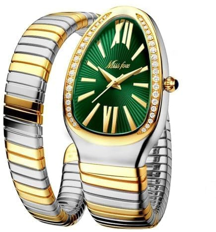 DAXIAOYU Classic Snake Shape Watch for Women Gold Silver Scaleable Bracelet Womens Watches Bling Diamonds Quartz Ladies Wristwatch