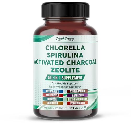Ultra All-in-1 Chlorella, Spirulina, Activated Charcoal & Zeolite – Natural Detox, Immune & Vitality Support – 150 Capsules