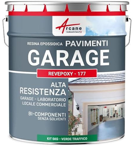 Resina per pavimenti di garage - Vernice epossidica per pavimenti : REVEPOXY - 177 - Verde segnaletica - RAL 6024 - ARCANE INDUSTRIES