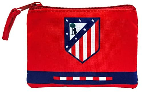 Monedero Rectangular Atlético de Madrid Oficial | Cartera Infantil y Juvenil con Cremallera | Producto Licenciado Atlético de Madrid | Accesorio Compacto para Dinero, Monedas y Pequeños Objetos