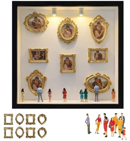 DIY Tiny Museum Silhouette Box, Tiny Museum Frames with Lights Figurines, 2026 Celebrate Your Unique Memories in Style for Anniversary, Wedding, Birthday & Home Décor (Black)