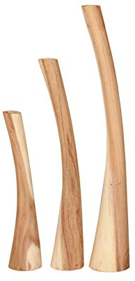 Vintage Line Teakholz-Teelichthalter 3er Set, Natur klein