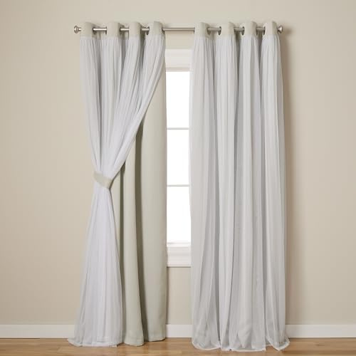 Town & Country Luxe Exklusive Home Curtains Catarina Vorhänge, mehrlagig, massiver Verdunkelungsvorhang und durchscheinender Fenstervorhang mit Tülloberfläche Maße: 52 x 84 cm 52x84 Wolkengrau