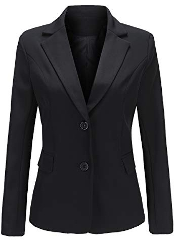 YYNUDA - Giacca da donna a maniche lunghe, elegante, casual, da lavoro, formale, slim fit, blazer, Nero , M