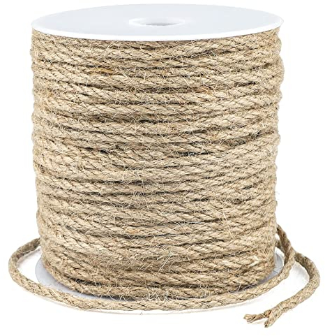 KINGLAKE 45m 4mm Jute String Thick Garden Twine Brown Hemp Rope Cord for Craft, Packing, Decoration, Gardening