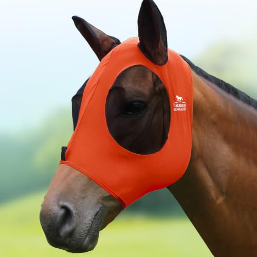 Harrison Howard CareMaster Stretch Masque Anti-Mouche Protection Anti-UV avec Oreilless-Orange Vif M