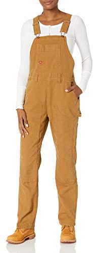 Dickies Women's Duck Double Front Bib Overalls, Rinsed Brown Duck, M UK