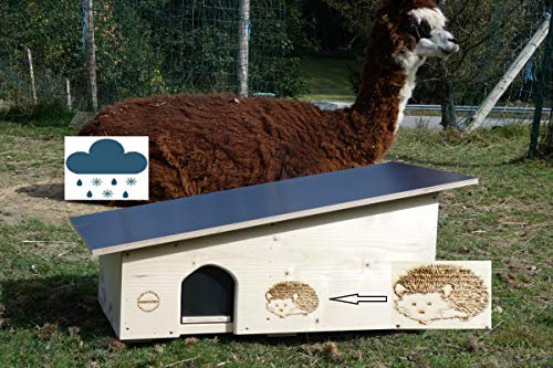 Igelhaus 80cm x 40cm x 32cm 18mm Vollholz Witterungsbeständig Kein Bausatz: Winterfest IMPRÄGNIERT oder EDEL GEFLAMMT Labyrintheingang easytouch-Rattenklappe und Boden, Herstellung in Niederbayern
