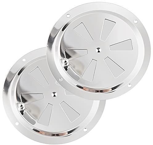 Vegena 2 × Rosetta di Ventilazione Rotonda in Acciaio Inox da 125mm Chiudibili, per Affumicatore, Barca, Camper, Casa, Argento