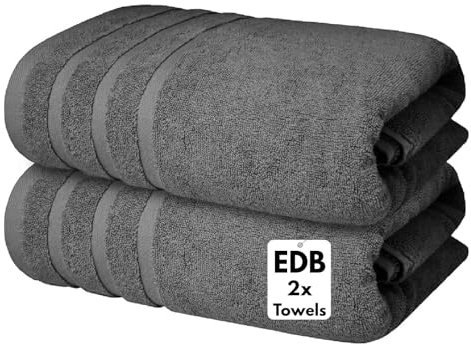 EBD 2 toallas de baño grandes jumbo, 100% algodón puro, súper suaves, de rápida absorción, toallas de baño grandes, 500 g/m², calidad prémium, 75 x 150 cm (gris carbón)