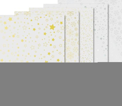 Transparentes Papierset Weihnachten in Gold/Silber