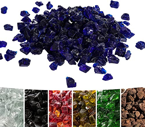 Teamson Home 4 Kg Pietre Laviche per Braciere a Gas, Vetro Temperato, Cassaforte per Bracieri a Gas da Giardino Esterno, Blu