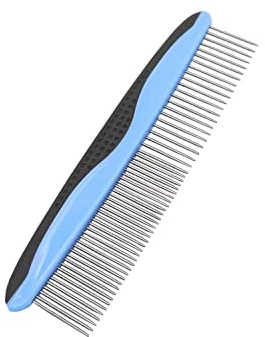 Grooming comb for dog LaiEdua Cat Comb with Stainless Steel Rounded Teeth Rubber Handle for Large, Medium and Small Dogs and Cats, Removes Loose Undercoat, Knots, Mats and Tangled Hair