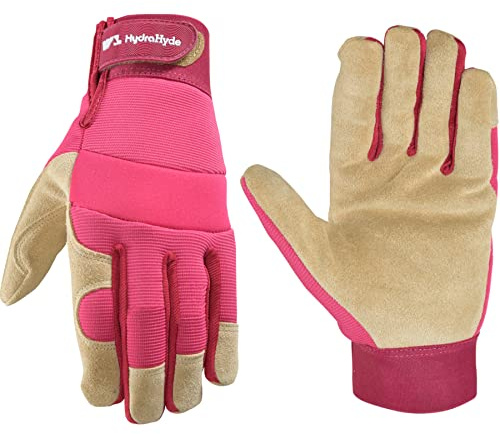 Wells Lamont Women’s HydraHyde Split Leather Hybrid Pink Gloves, Large (3268L)