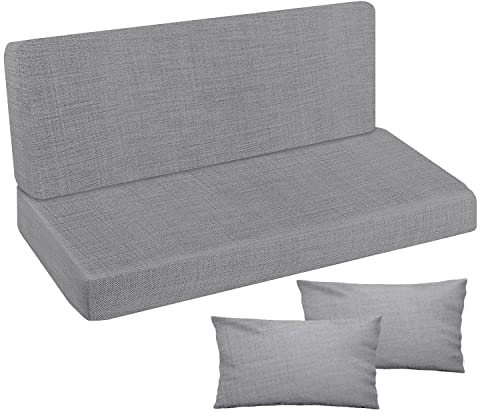 Ferocity Auflage für Hollywoodschaukel 150x50x50 Gartenbankauflage und 2 Kissen Palettenauflage Bankauflage Sitzkissen und Rückenkissen Polsterauflage Matratze Gartenpolster Glatt Flachs [133]