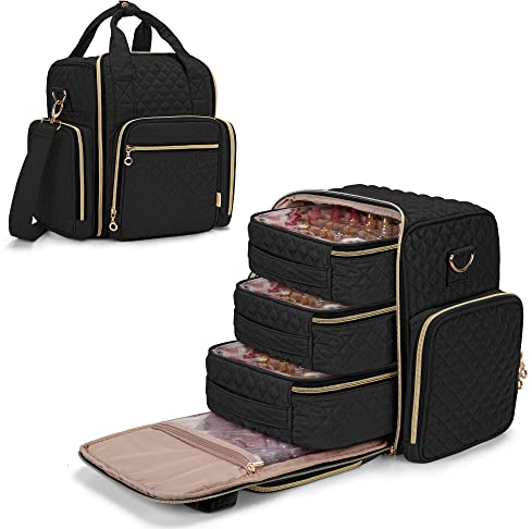 Luxja Nail Polish Organiser Hold 72 Bottles, Nail Polish Case with 3 Removable Bags and Tools Storage Pockets (Patented Design), Black