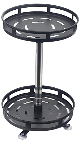 Fulusor Kryddhylla Lazy Susan roterande tallrik hållare vridbar 2 våningar stål svart