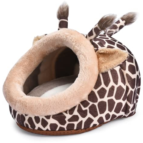 Pfotenolymp Kleintierhaus Bett Cave - 1 Weiche Kissen Schlafsack Nest - Ideal als meerschweinchen Bett, kaninchenhaus Bett, Ratten Bett, Fretchen Bett- Dunkelbraun